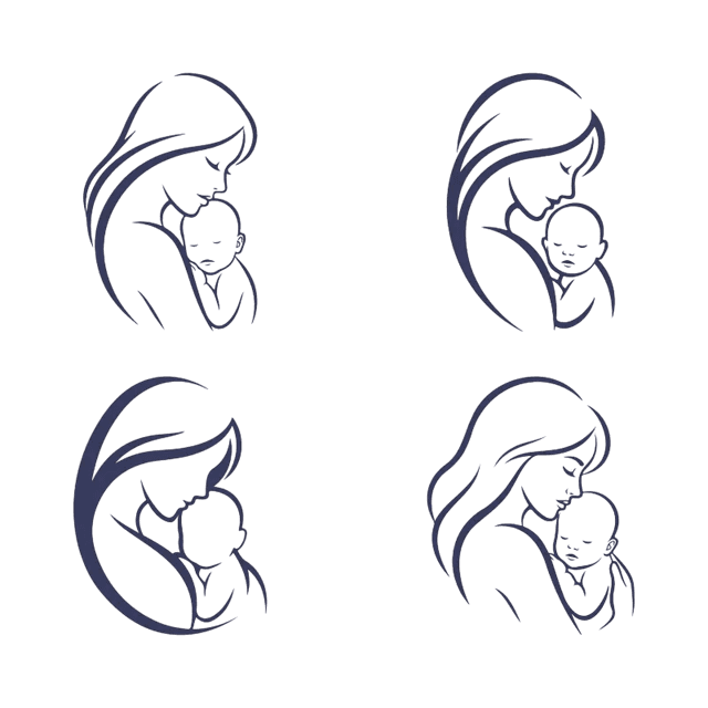 Illustration of a mother holding her newborn child